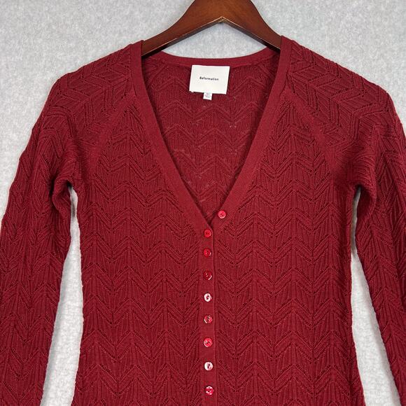 Reformation Chianti Sutton Regenerative Merino Open Knit Sweater Size XS - Picture 3 of 9
